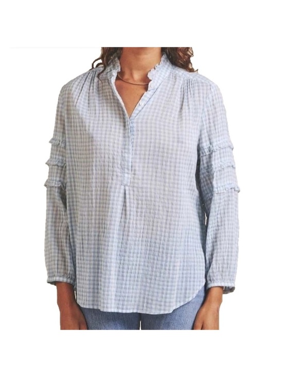 Birds Of Paradise Tops - Trovata Birdes of Paradis Gingham Blue Blouse